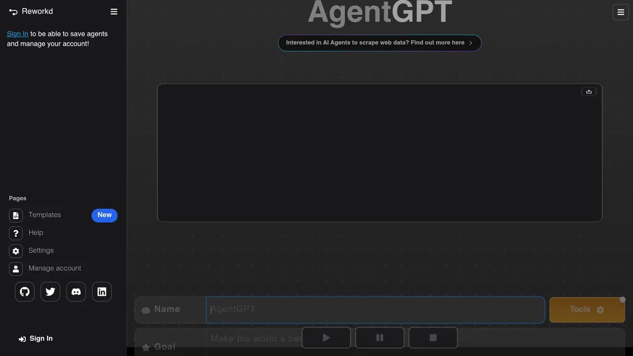 Screenshot of AgentGPT