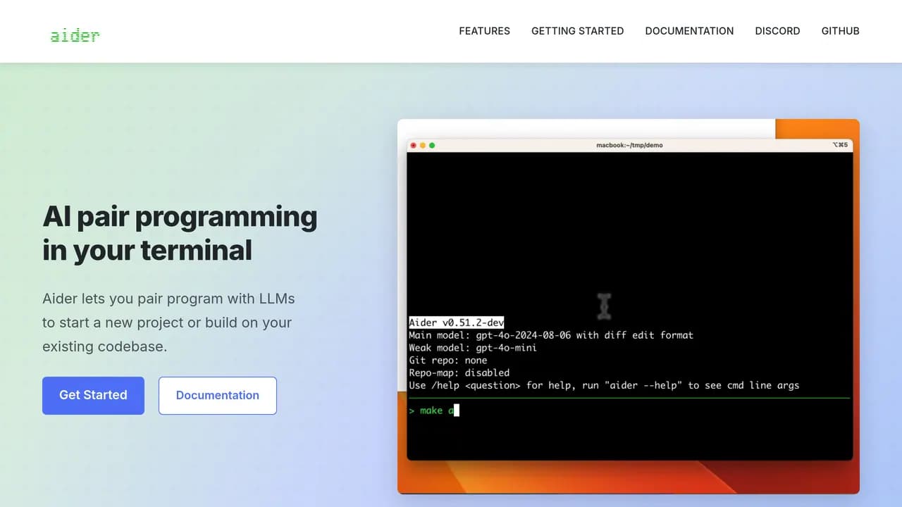 Screenshot of Aider