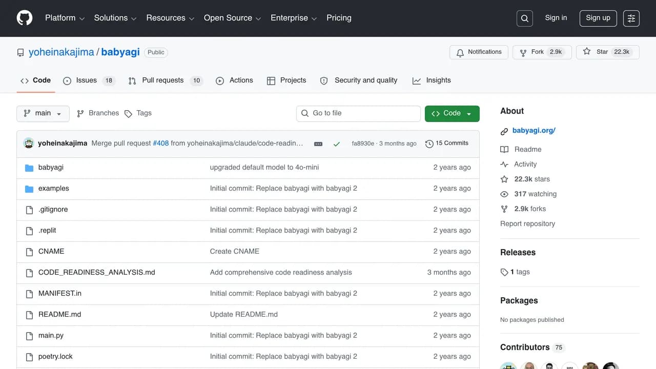 Screenshot of BabyAGI