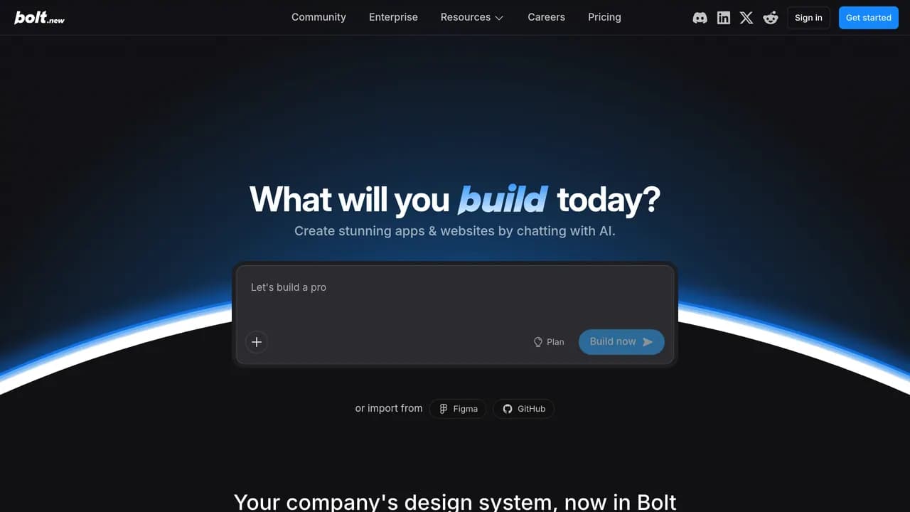 Screenshot of Bolt.new