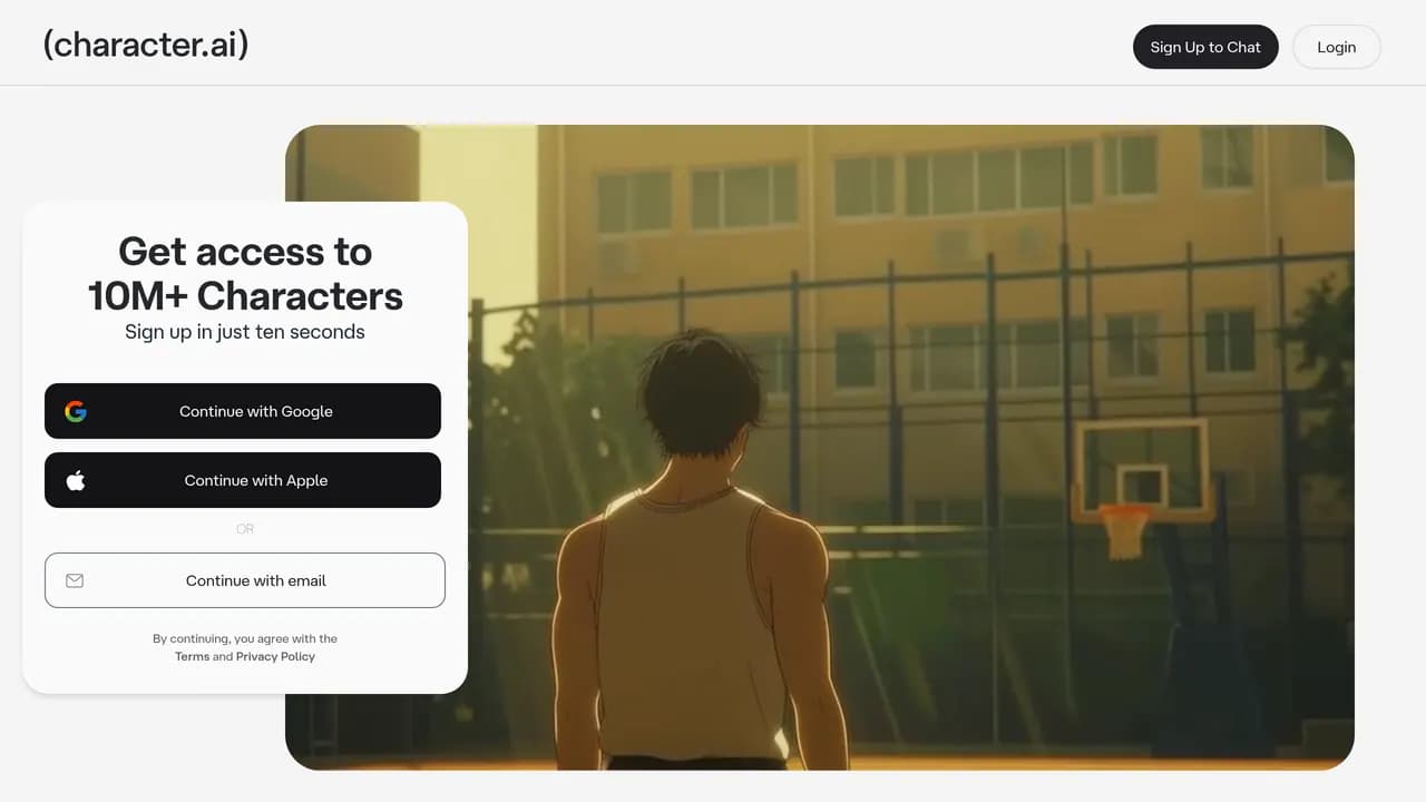 Screenshot of Character.AI