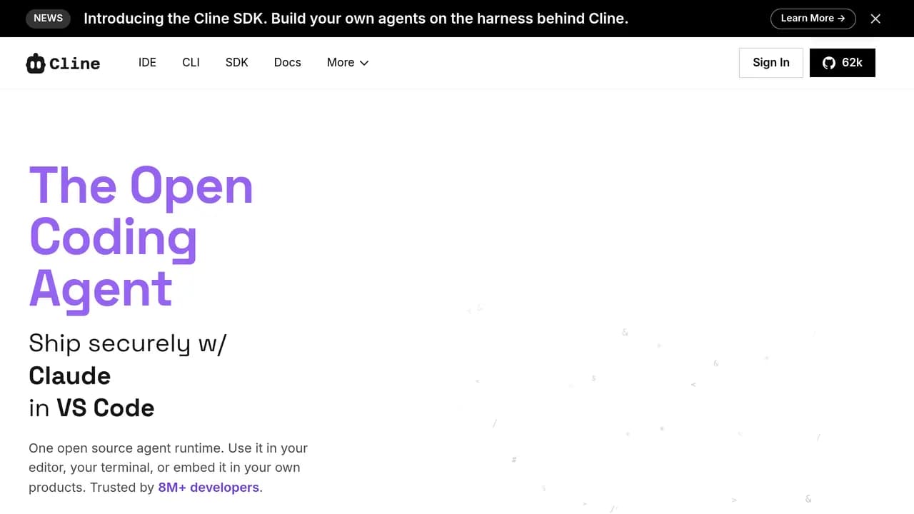 Screenshot of Cline