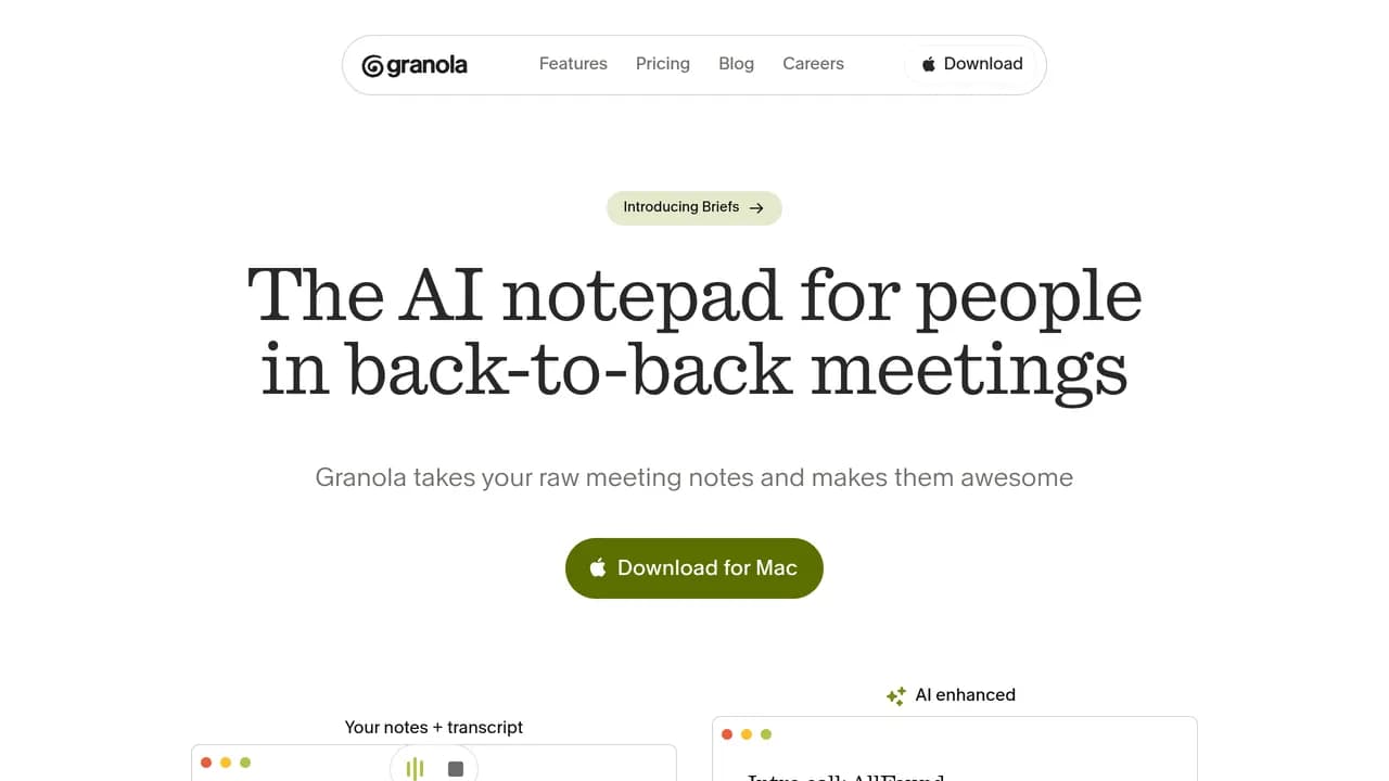 Screenshot of Granola