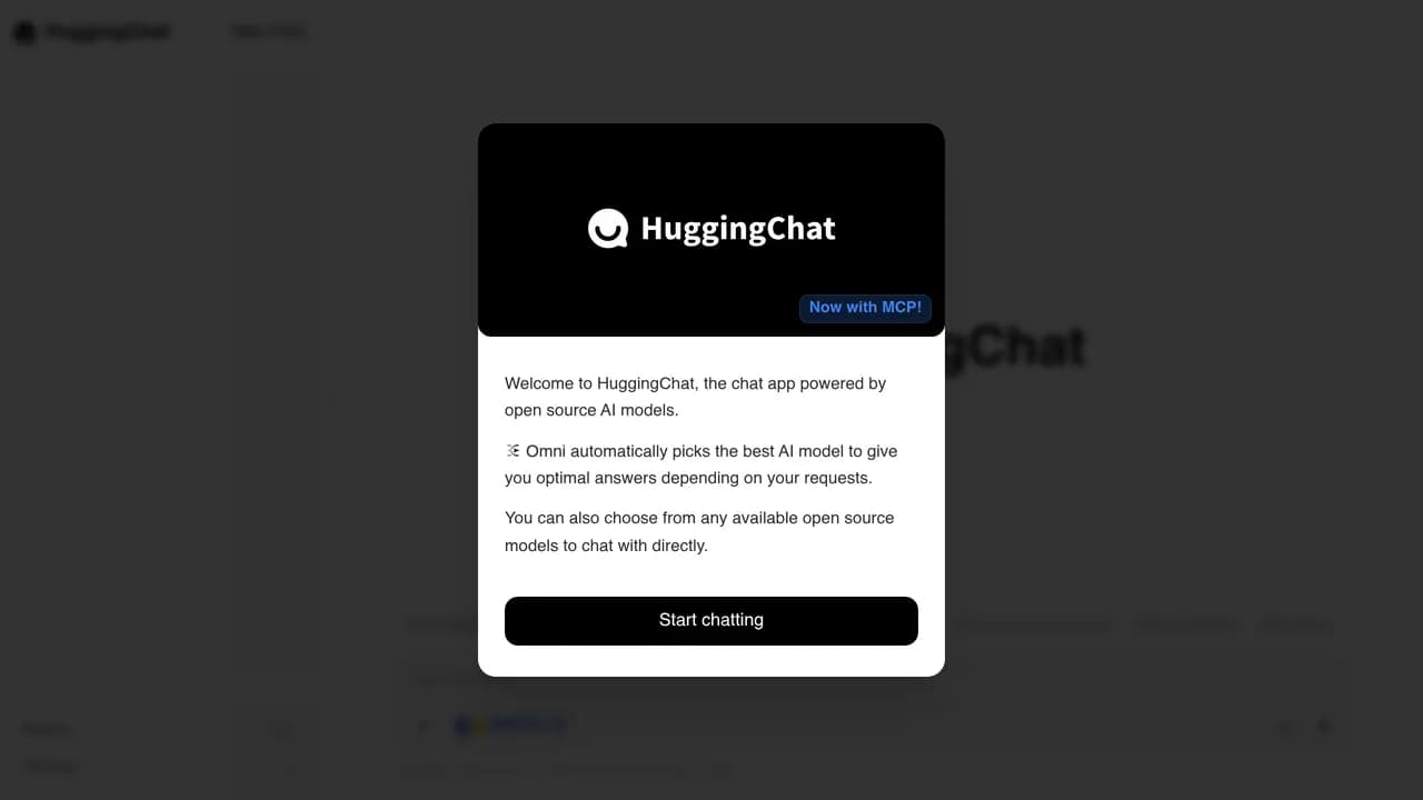 Screenshot of HuggingChat