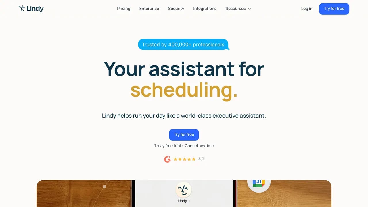 Screenshot of Lindy
