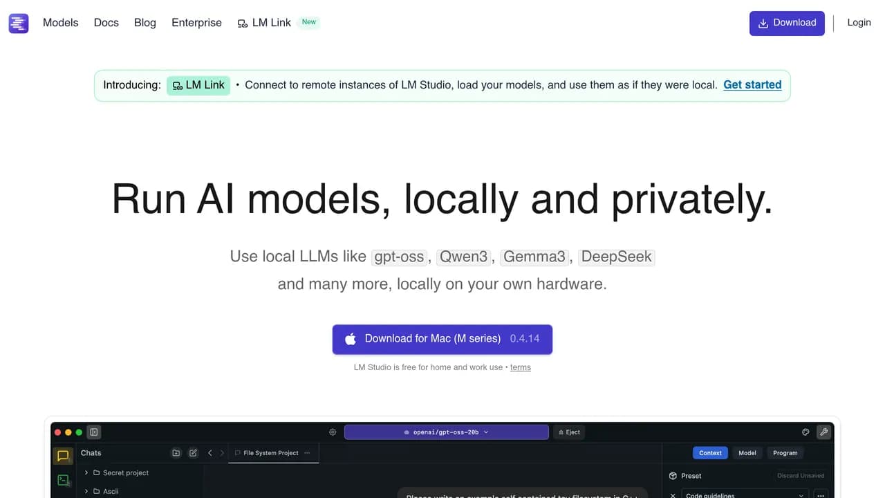 Screenshot of LM Studio