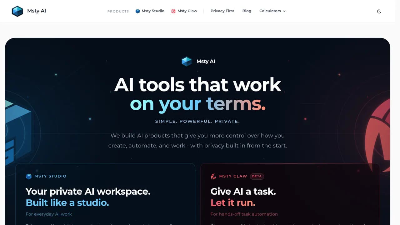 Screenshot of Msty