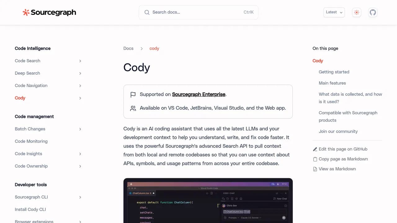 Screenshot of Sourcegraph Cody
