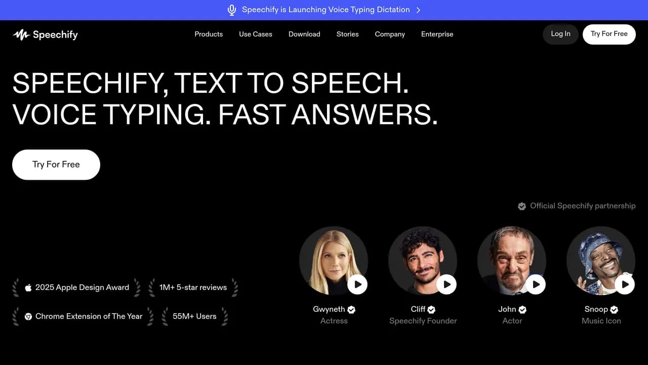 Screenshot of Speechify