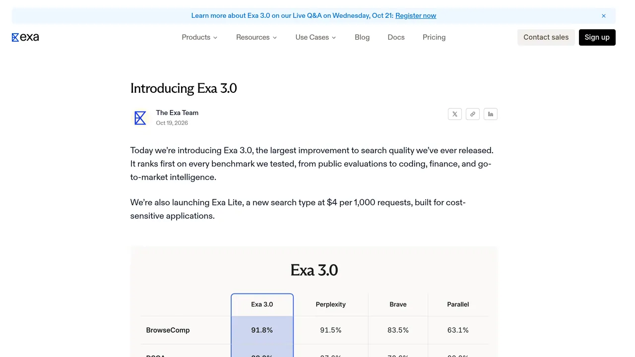 Exa 3.0 screenshot