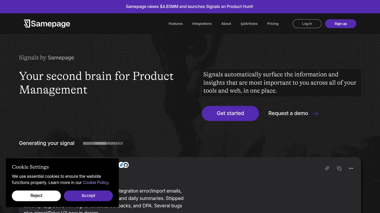 Samepage Signals screenshot