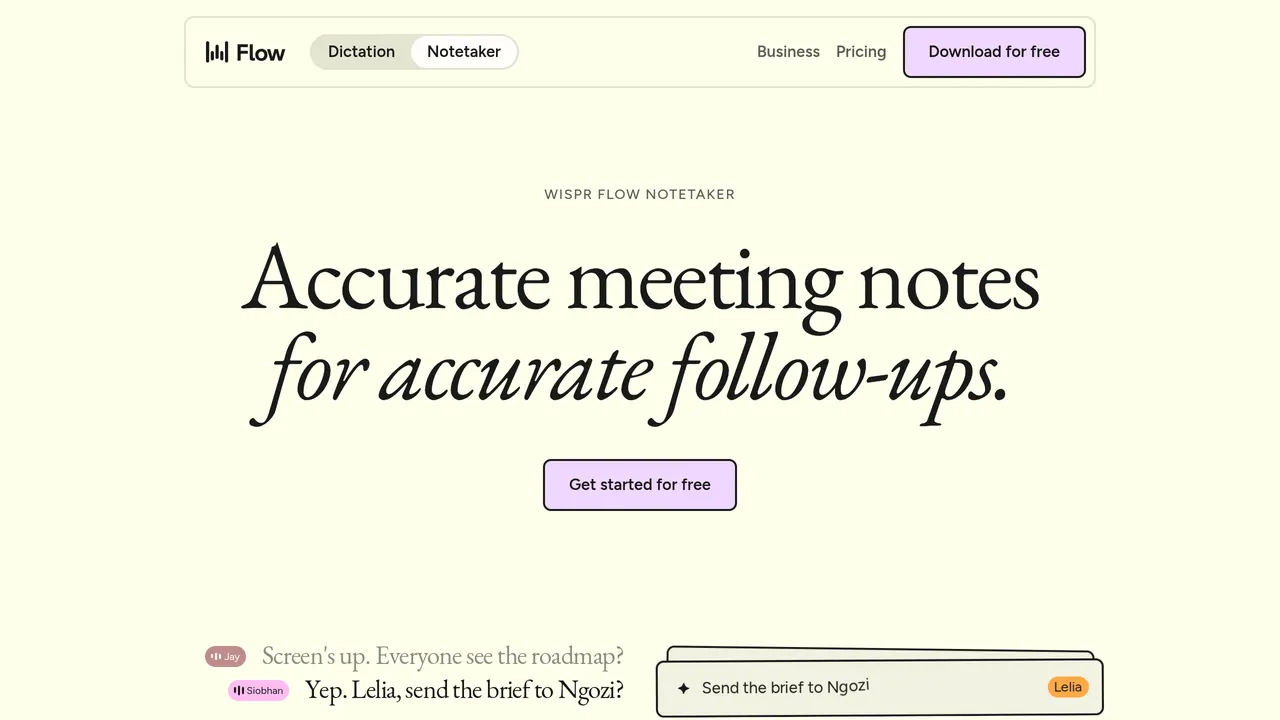 Wispr Flow Notetaker screenshot